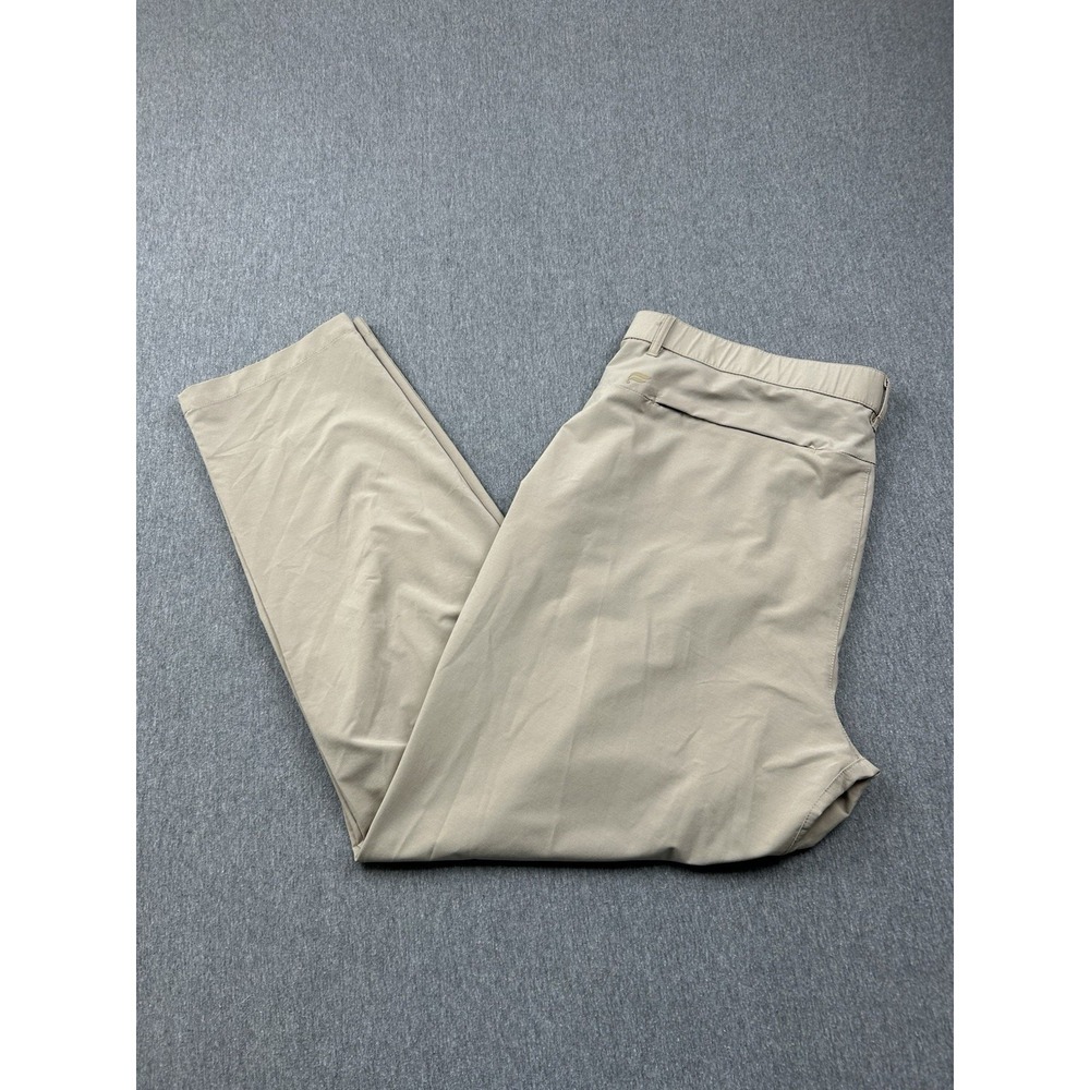 Fabletics Pants Mens‎ 37x29.5 Khaki Stretch Tech Fabric Straight Leg Flat Front